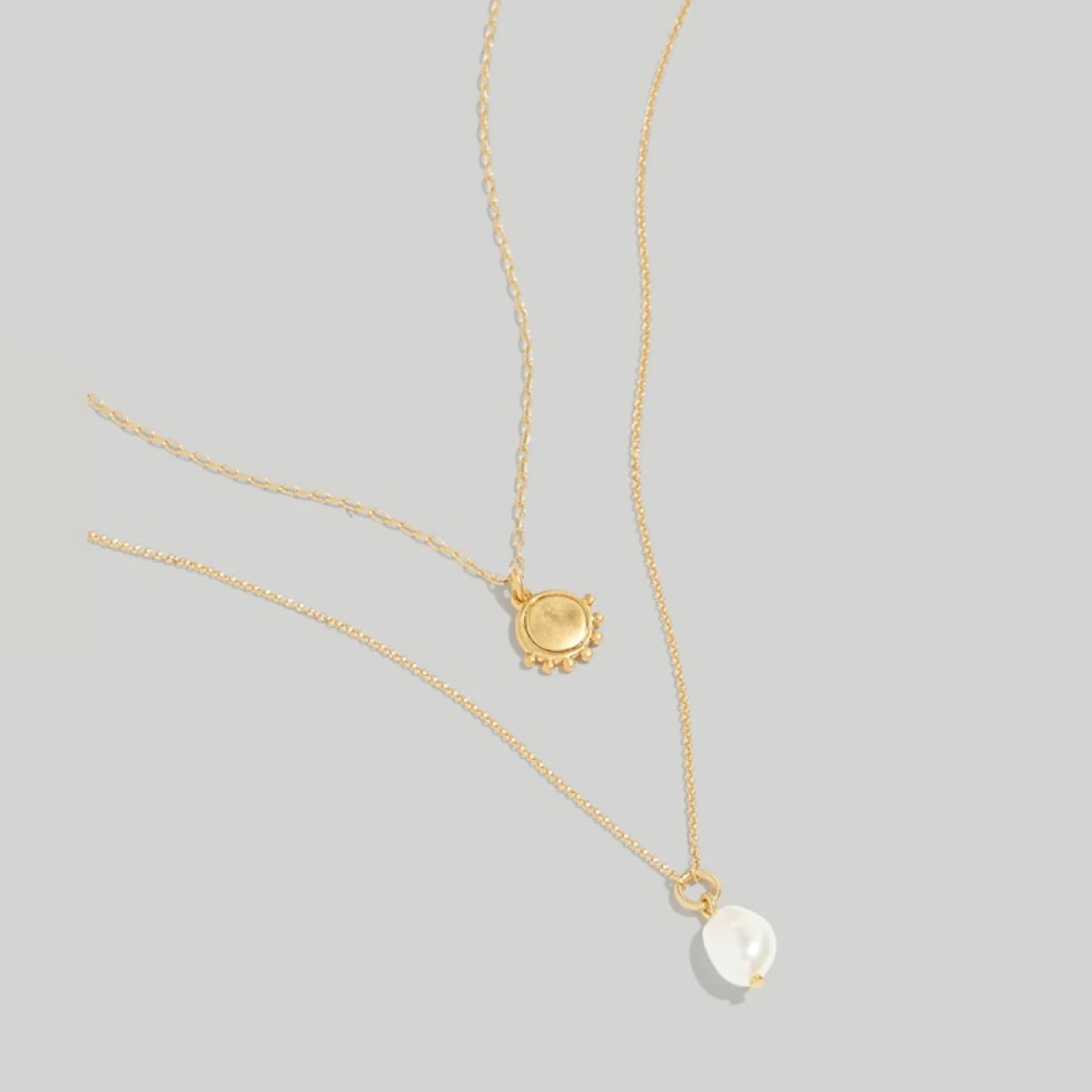 Madewell Two-Piece Freshwater Pearl Necklace Set NWOT